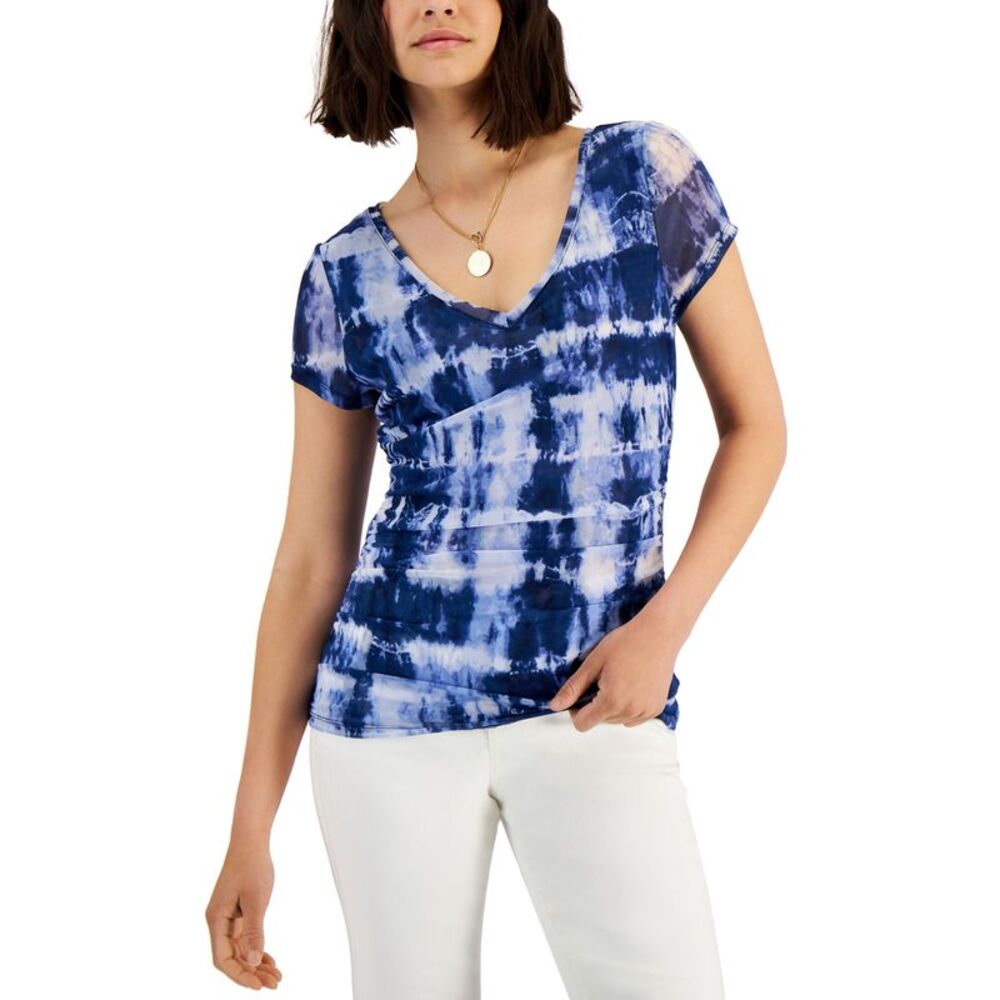 INC International Concepts Plus Size Cotton Tie Dyed Top